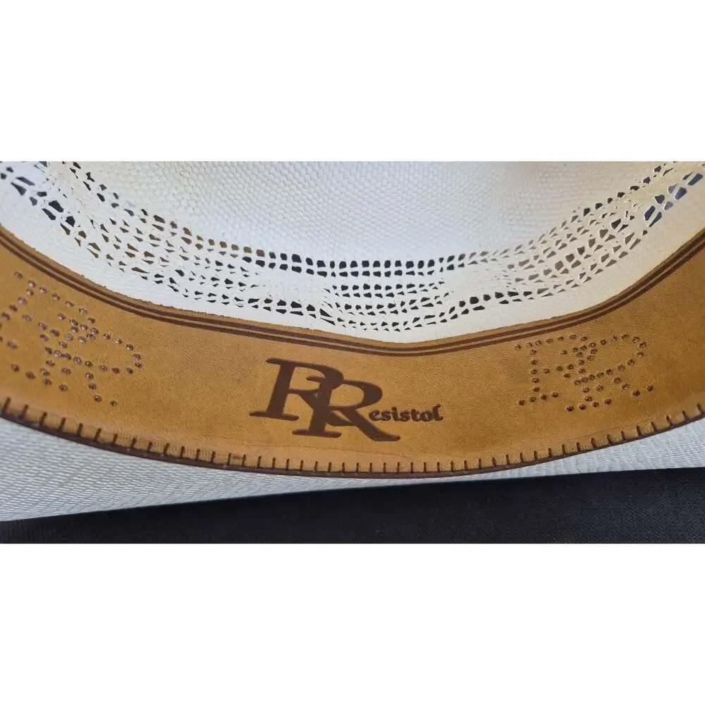 Resistol Denison Double RR Collection 7X Bangora Straw Cowboy Hat Beige